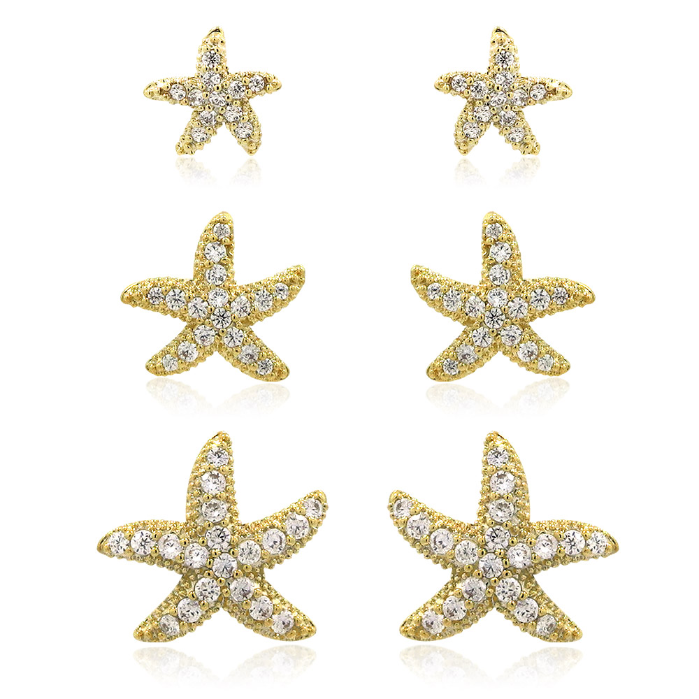 Gold Starfish Multi-pack of Three Pairs